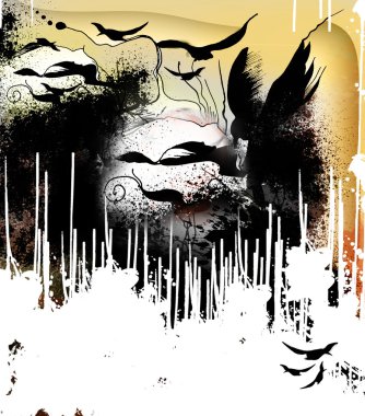 karga ile soyut resim