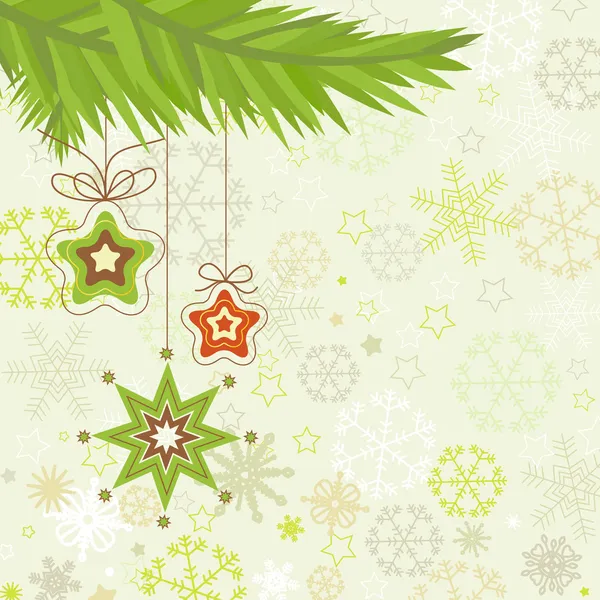 Kerstboom, ster ornamenten vector illustratie — Stockvector