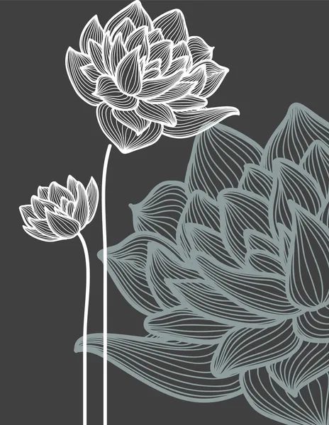 Flores vectoriales sobre fondo negro — Vector de stock