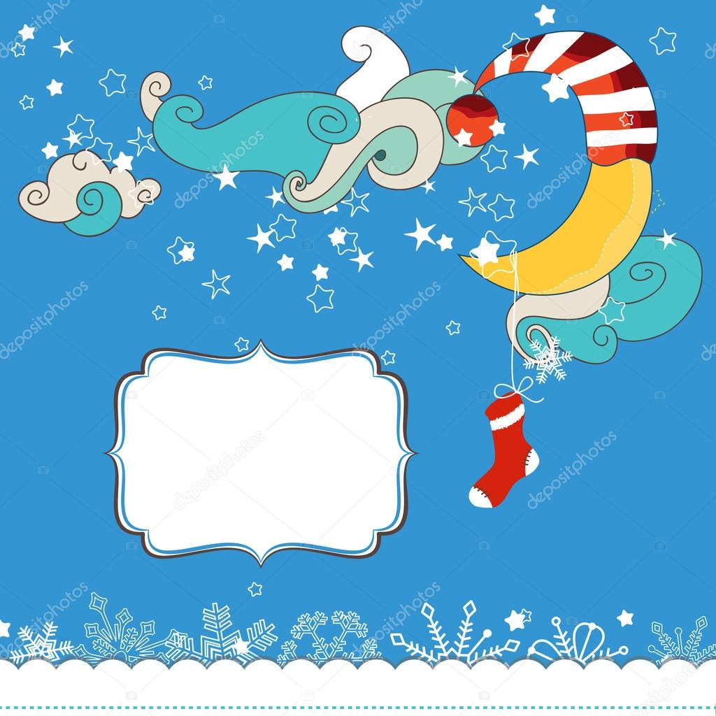 Christmas eve scene card for children