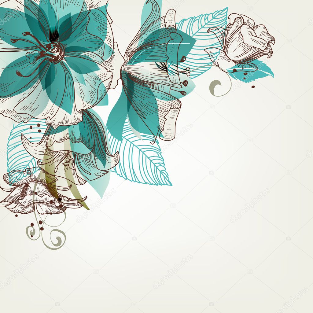 Flor turquesa imágenes de stock de arte vectorial | Depositphotos