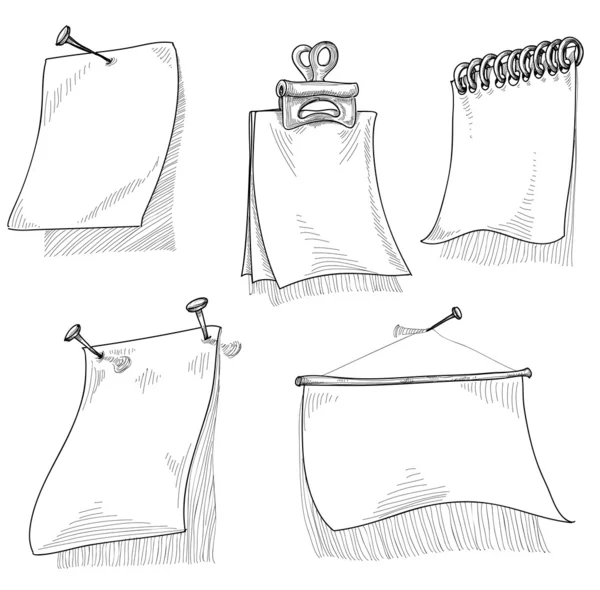 Pieces of paper for text, sketch vector — Stock Vector