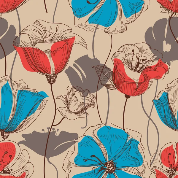 Vecteur de motif floral sans couture rétro — Image vectorielle