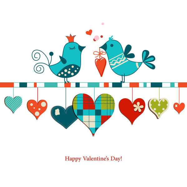 Cute birds sharing love , Valentines day design