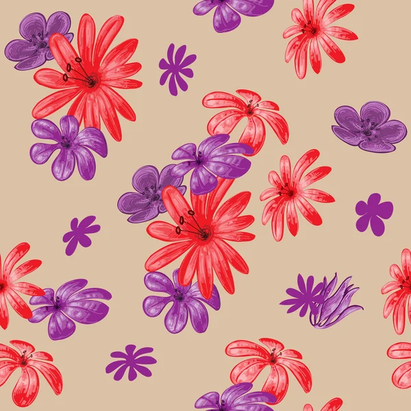 Lindo patrón floral sin costura — Vector de stock