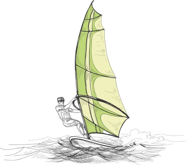 Illustrazione del vettore Windsurfer — Vettoriale Stock