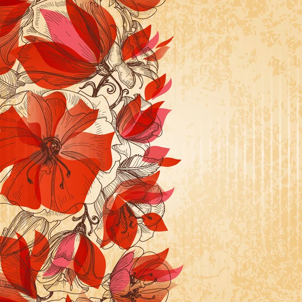 老式的花卉背景，纸板的纹理 — 图库矢量图片