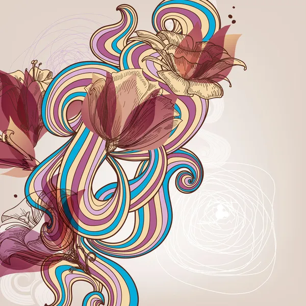 Ilustración vectorial decoración floral — Vector de stock