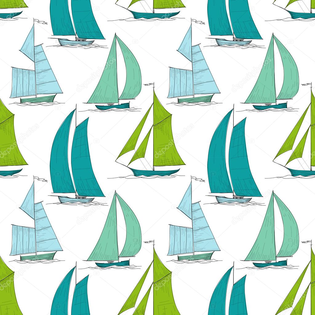 Boats on water seamless pattern marine vector 