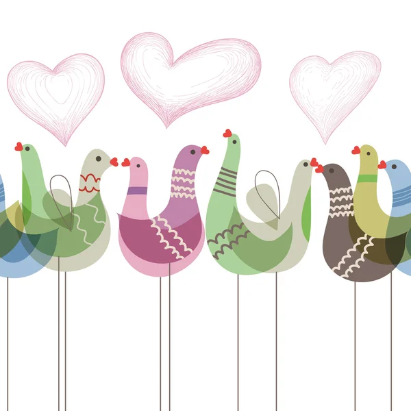 Älskar fåglar prydnad seamless mönster — Stock vektor