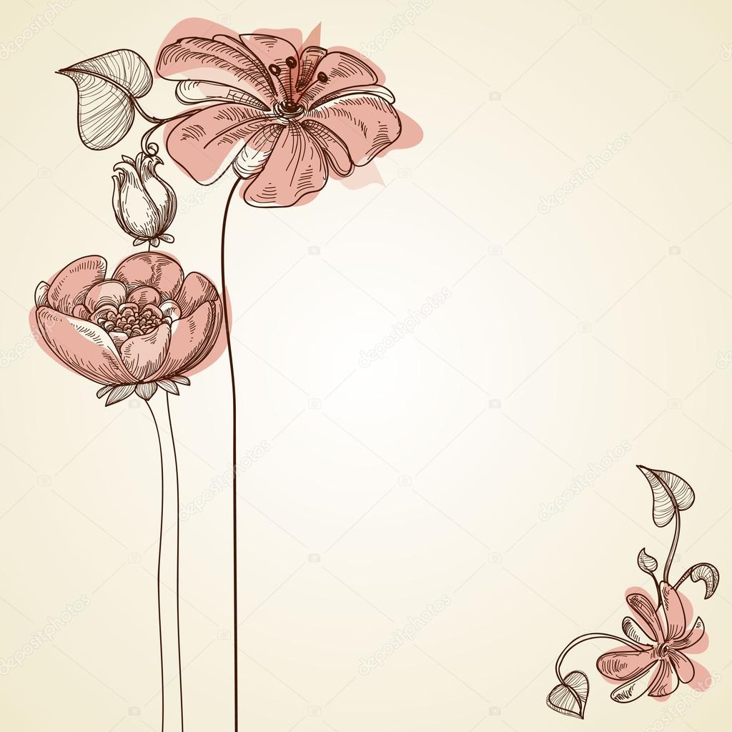 Flowers design for greeting cards 