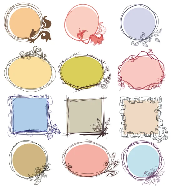 Cute decorative frames set, place for text — Stock Vector