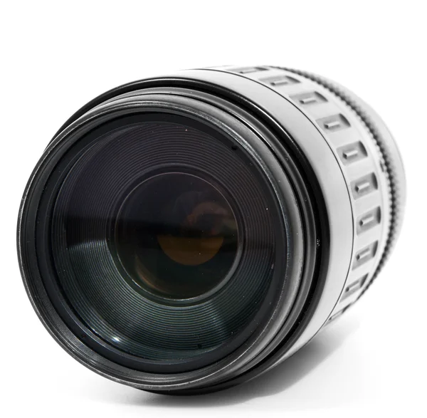 Tele zoomlens geïsoleerd op wit — Stockfoto