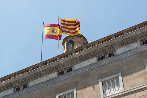 Hiszpania i katalońskiej flagi — Zdjęcie stockowe
