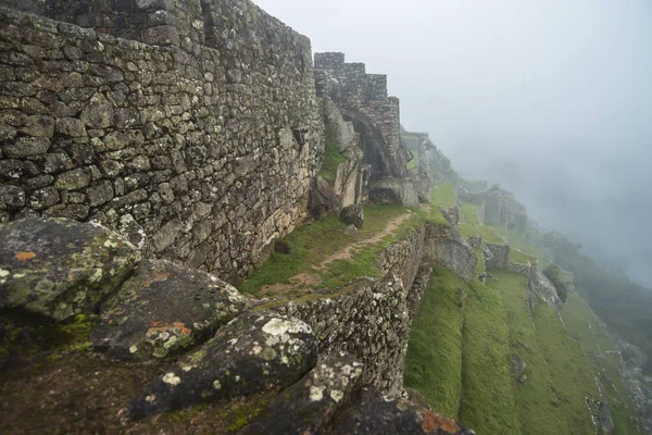 Green Terraced Fields Site Machu Picchu Ruins Peru — Foto de Stock