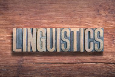 dilbilimsel kelime eski verniklenmiş ahşap yüzey üzerinde birleştirilmiş