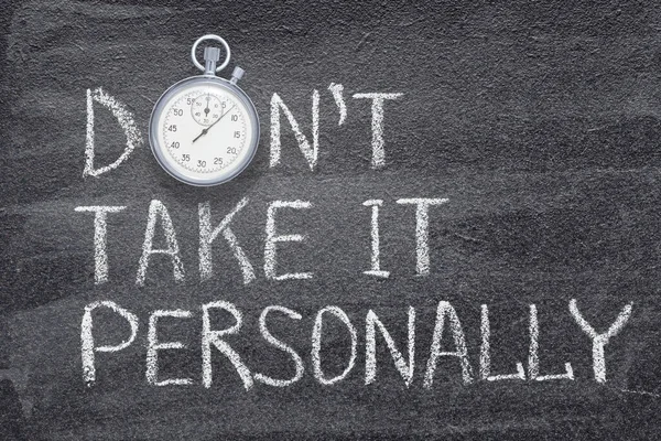 Don Take Personally Phrase Written Chalkboard Vintage Precise Stopwatch — Stock Photo, Image