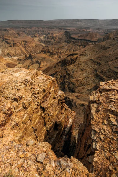 Diepe Steile Canyon Van Fish River Namibië Door Het Droge Stockfoto