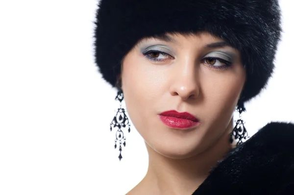 Woman in Fur Hat — Stock Photo, Image