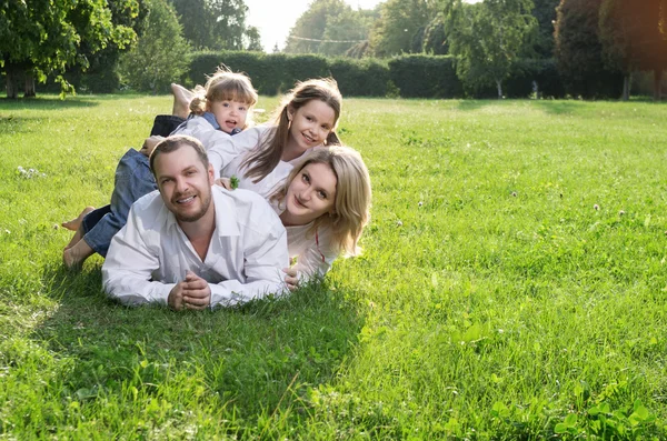 Familie auf der Wiese — Stockfoto