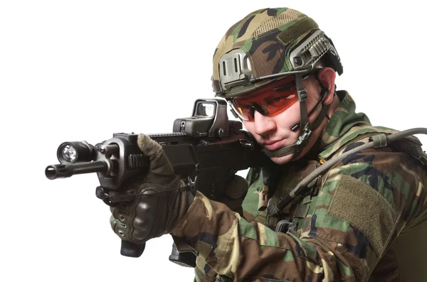 Nato soldat i full växel. — Stockfoto