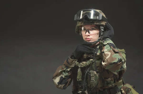 NATO soldier in full gear. — Stock Photo, Image