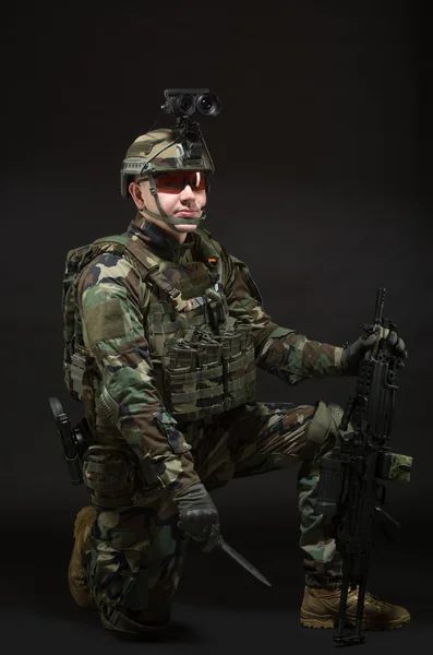 NATO soldier in full gear. — Stock Photo, Image