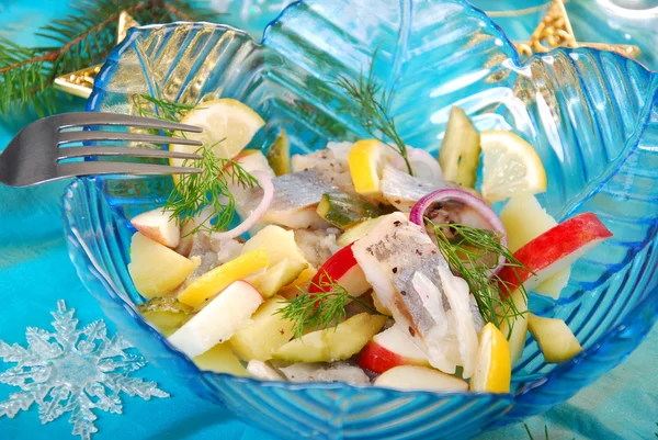 Herring salad with apple and potato — Stock Photo, Image
