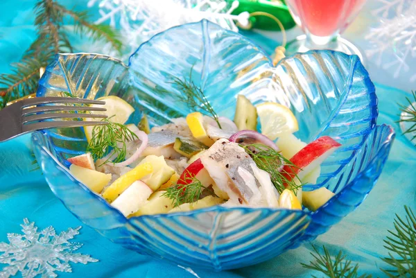 Herring salad with apple and potato — Stock Photo, Image