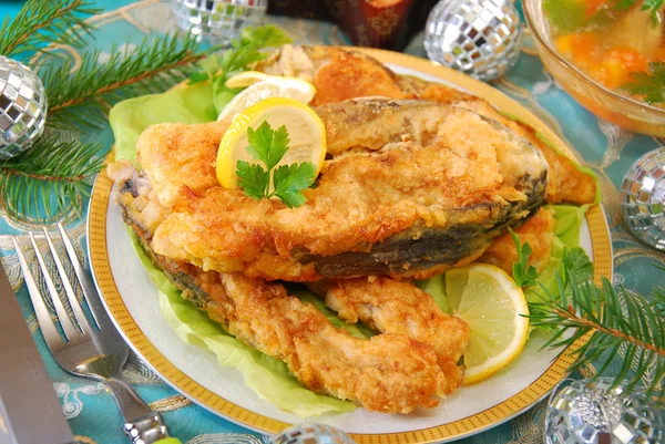 Fried carp steaks for christmas — Stock Photo, Image