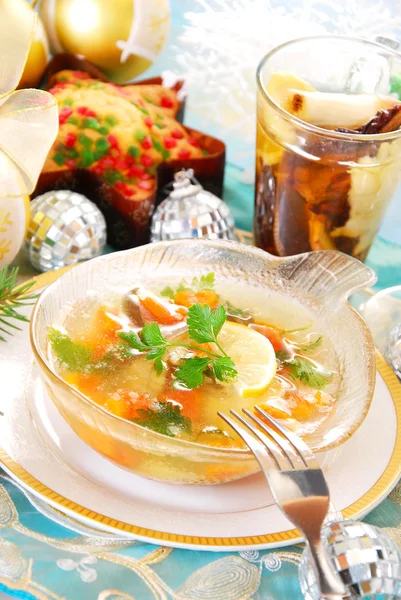 Carp in jelly with carrot and parsley for christmas — Stock Photo, Image