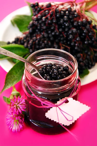 Homemade elderberry confiture — Stock Photo, Image