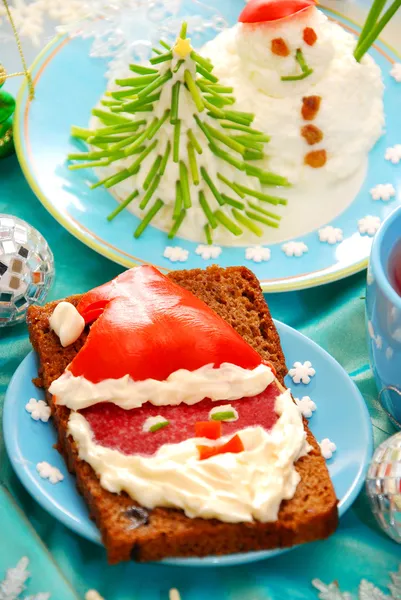 Café da manhã de Natal engraçado para criança — Fotografia de Stock