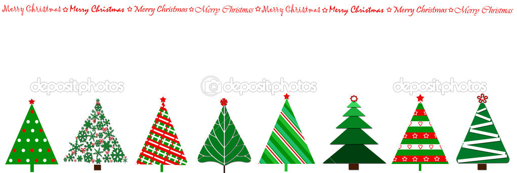 Border design with christmas trees in a row
