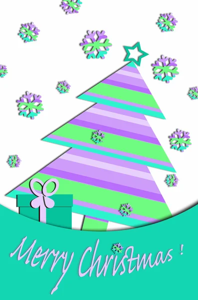 Projeto de cartão de cores pastel com árvore de natal — Fotografia de Stock