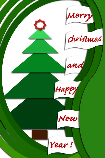 Σχεδιασμό Χριστουγεννιάτικη κάρτα με πράσινο στρώματα — Φωτογραφία Αρχείου