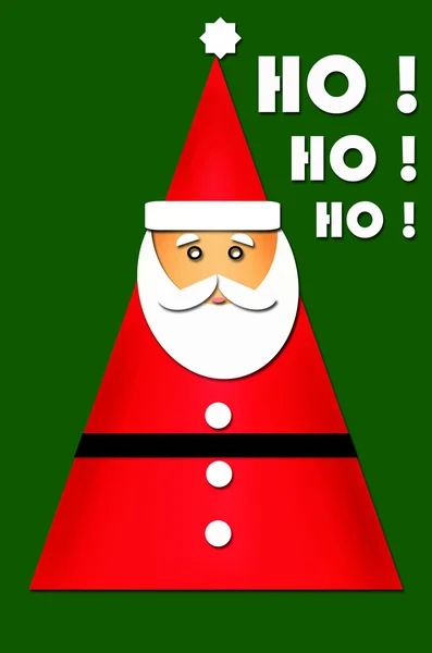 Projeto de cartão com santa na forma de árvore de Natal triangular — Fotografia de Stock