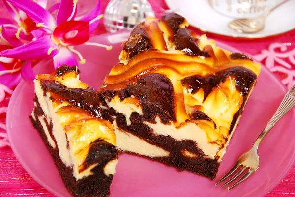 Zwart-wit Cheesecake — Stockfoto