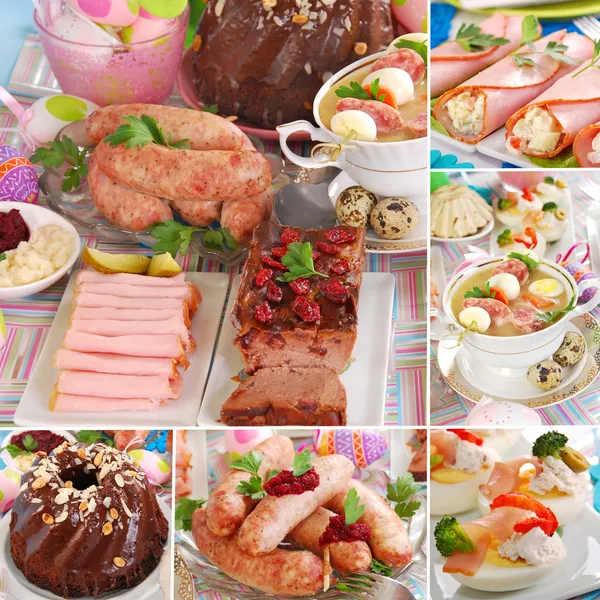 Collage with traditional polish easter dishes — Stock Photo, Image