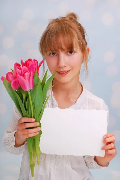 Flowers and greetings for you — Stock Photo, Image