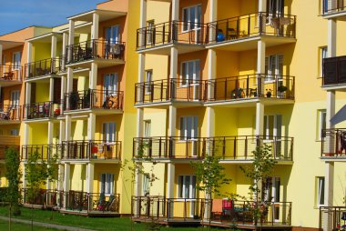 new yellow block of flats