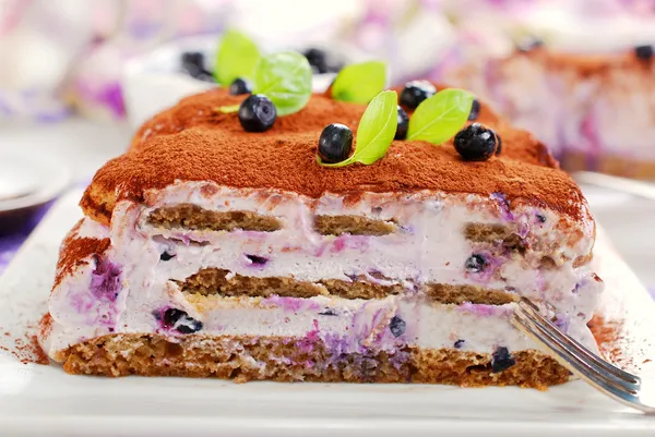 Blåbär tiramisu tårta — Stockfoto
