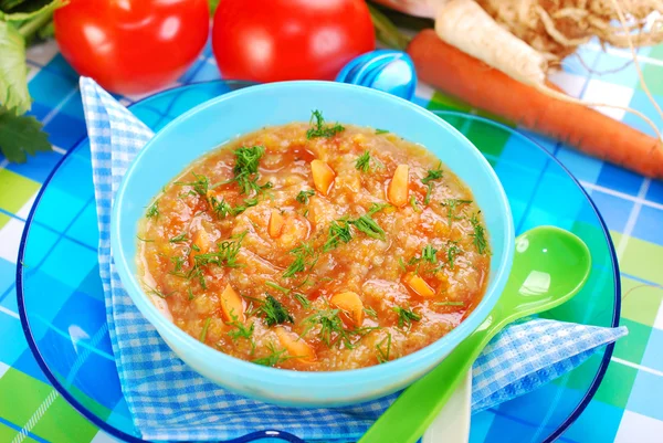 Soupe de tomates aux légumes pour bébé — Photo