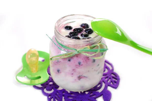 Yogurt casero con arándano para bebé — Foto de Stock