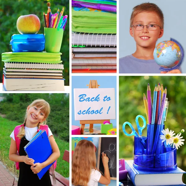 Collage con concepto de regreso a la escuela — Foto de Stock