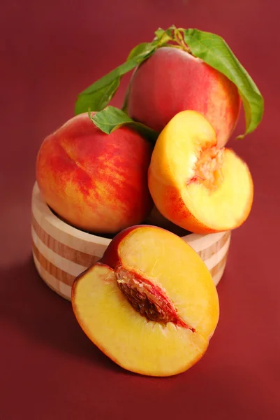 Three fresh peaches — Stock Photo, Image