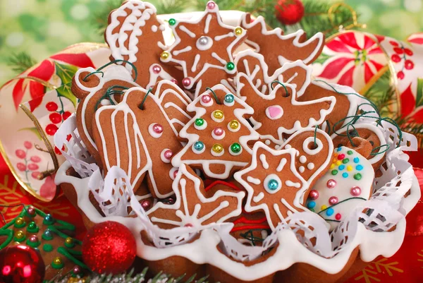 Homemade gingerbread cookies for christmas tree — Stock Photo, Image