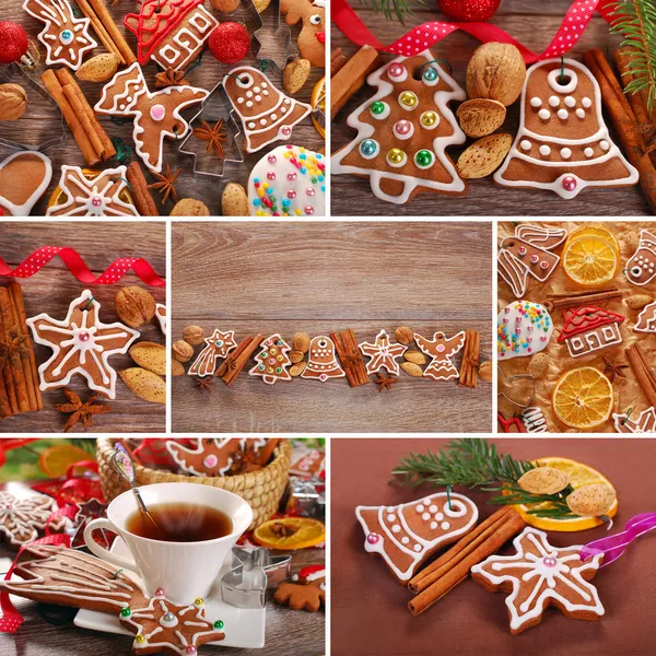 Рождественский коллаж с пряничным печеньем — стоковое фото