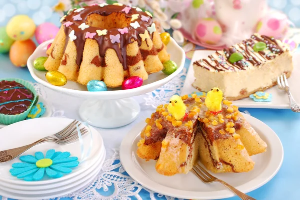 Easter confectionery assortment with marble ring cakes Stock Image