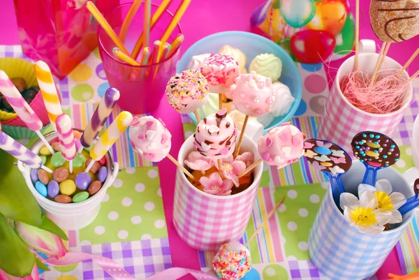 Birthday party table with sweets for kids — Stock Photo, Image